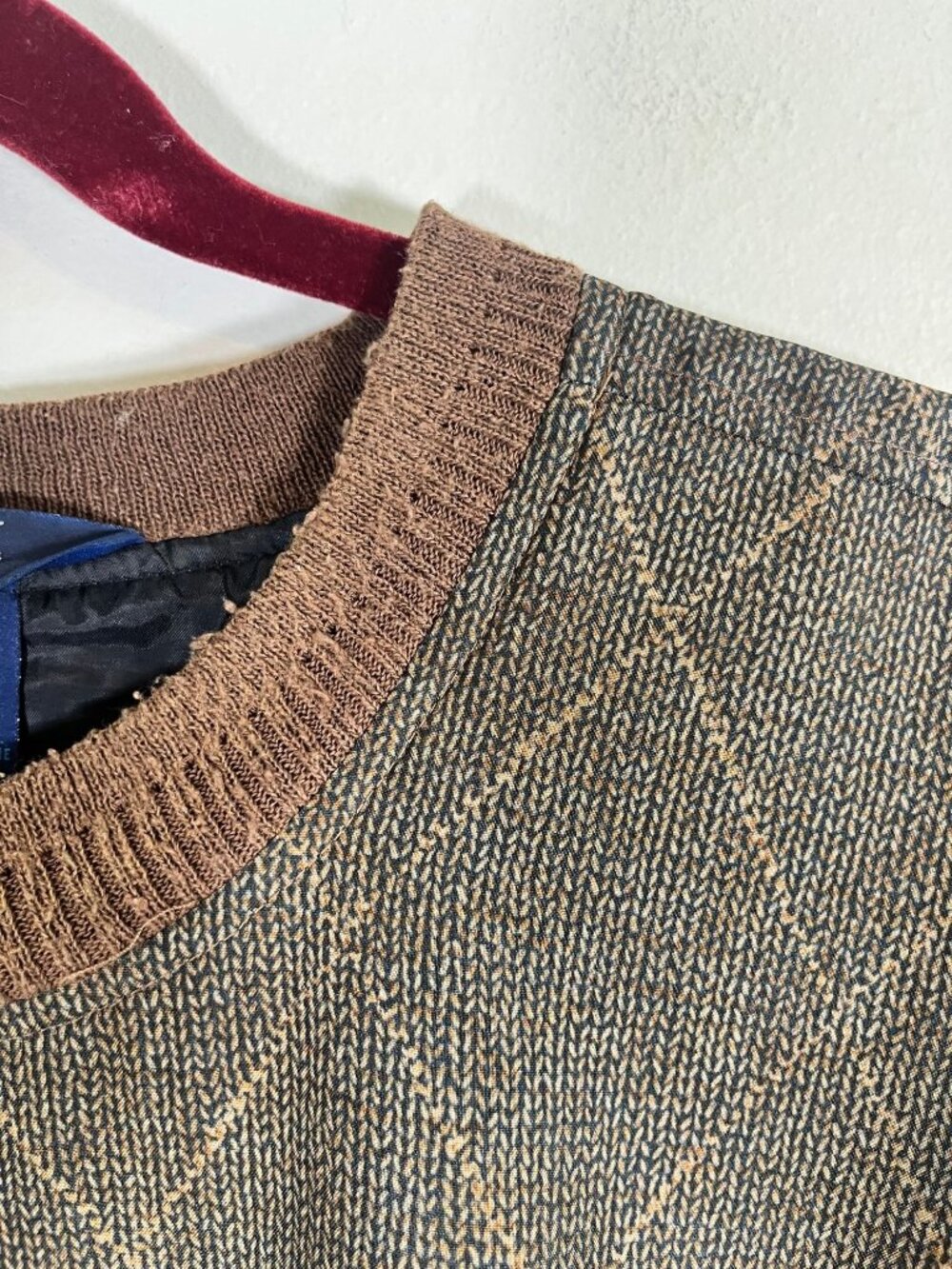 Earthy Argyle Pullover Jacket Brown 2XL Golf Preppy Resort Classic Vintage 90s - Picture 5 of 10